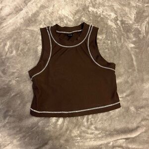 brown cropped tank top